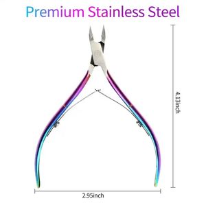 Pinza profesional para cutículas, cortacutículas de acero inoxidable, herramientas para cutículas de uñas extremadamente afiladas con color arcoíris - Product Image 2
