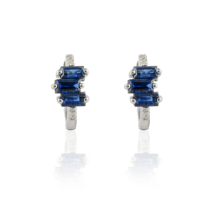 Best Selling K18 Pure Yellow Gold Huggie Hoop <b>Earrings</b> High Quality Fine Jewelry <b>Blue</b> Sapphire <b>Diamond</b> Trendy Design for Gifts - Product Image 1