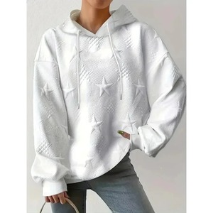 Sudadera con capucha de talla grande de Color sólido de manga larga a la moda para mujer, sudadera de invierno, diseño holgado con cordón, tallas disponibles 1XL-5XL - Product Image 2