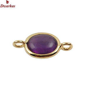 Meilleure vente pierre d'améthyste bijoux imperméables plaqué or 925 lunette en argent sterling pendentif à breloque avec boucle - Product Image 1