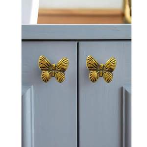 Designer Butterfly Shape Brass <b>Drawer</b> Knobs Decorative <b>Cabinet</b> Furniture Hardware Elegant Trending Premium Wholesale - Product Image 4