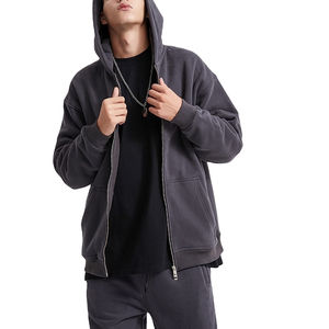 Sudaderas con Capucha de Alta Calidad, Personalizadas, de Punto Sólido, con Forro y Cremallera, con Logotipo Personalizado para Hombre, para Fitness de Invierno, 100% Algodón - Product Image 5
