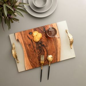 Plateau de service en bois et résine époxy, plateau de service en bois et résine époxy personnalisé pour la maison, les restaurants et les hôtels, Noël - Product Image 1