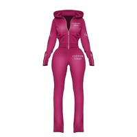Nouvelle Tendance OEM : Ensemble Deux Pièces Rose pour Femme, comprenant une Veste Zippée et un Sweat-Court Uni Effet Délavé Vintage, avec Logo Personnalisé