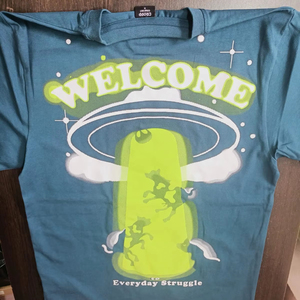 AOP Print T-shirt 100% coton pour homme coupe surdimensionnée séchage rapide respirant col rond motif fil court teint techniques lavées - Product Image 1