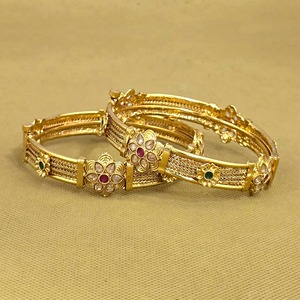 Artificial Jewellery Wholesalers in India Antique Openable <b>Bangles</b> With Gold Plating - Product Image 1