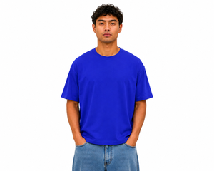 T-shirt de luxe d'origine italienne, 100% coton, 220 g/m², anti-boulochage, fabriqué pour homme, bleu royal, style streetwear authentique, coupe ample - Product Image 1