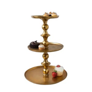 Fancy Gold Design Attractive Design Metal Iron 1 <b>Tier</b> <b>Cake</b> <b>Stand</b> Tray Tabletop <b>Cake</b> <b>Stand</b> Tray for Restaurants - Product Image 5