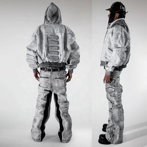 Conjunto de Chaqueta y Pantalones de Cuero Estilo Urbano Personalizado al por Mayor, Chaqueta de Cuero de Peso Pesado, Conjuntos de Cuero para Hombre - Product Image 2