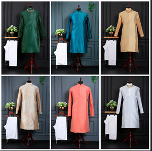 Kurta Étnica Premium de Algodón y Seda Jacquard para Hombre, Estilo Indio-Pakistaní, para Bodas, Festivales y Diversas Ocasiones - Product Image 4