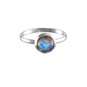 Anillo de eternidad de Plata de Ley 925 para mujer Cabochon Labradorite Bezel Setting - Product Image 1