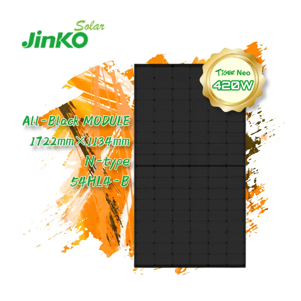 Jinko Exclusieve Bron Enkel Glas Volledig Zwart 420 Watt Hele Zwarte Pv-Module Neo N-Type 54hl4-b 400-420 Watt Zonnepanelen Oem