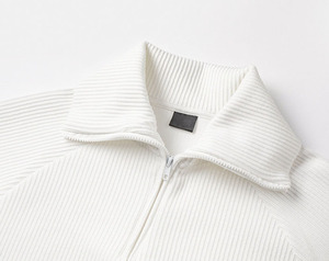 Basics personnalisésPull pour homme Pullover Factory Custom Logo Winter Half Zip Turndown Collar Knit cotton blended sweatshirt - Product Image 5