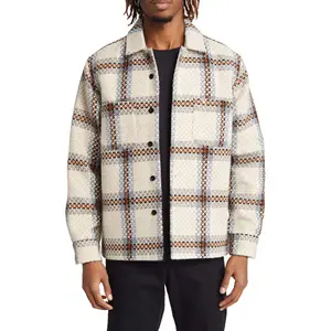 Ready To Ship Checks Cotton Winter Custom Wholesale Boxy Shirt Long Sleeve Plaid Flannel Shirt Jacket for Men