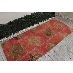 พรมขนาด 3.5x8.6 ฟุต, พรมตุรกีโบราณ, พรมลายดอกไม้สีแดงเขียว - Product Image 2