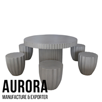 Nouvelle table à manger ronde en béton gris de style moderne, mobilier d'extérieur pour hôtel et villa, prix compétitif