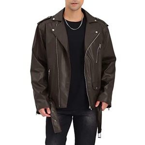 Automne/hiver nouvelle édition coréenne pour hommes coupe ajustée multi-fermeture éclair col rabattu manteau en cuir de moto-imperméable et coupe-vent - Product Image 2