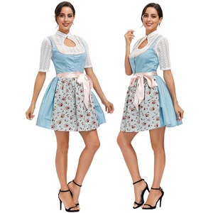 Vestido Dirndl de mujer de estilo bávaro de alta calidad, patrón único, ropa informal tejida sólida para Oktoberfest, precio OEM - Product Image 5