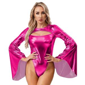 Shiny Disco <b>Bodysuit</b> Costume Plus Size Sexy Bodycon Print <b>Sequined</b> Decoration Short Knee for Dance Gymnastics Summer Spring - Product Image 3