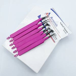 Vente en gros de pinces à épiler pour extension de cils en acier inoxydable Pointe plasma noire Pointe en fibre violette avec logo personnalisé Produit durable - Product Image 6