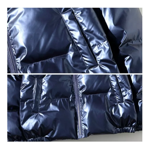 Mode personnalisée de haute qualité pour hommes, veste d'hiver chaude métallique bouffante brillante, blouson rembourré à bulles - Product Image 5