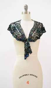 Hermosa silueta asimétrica sujeta el cuello envoltura festiva para ocasiones de Club elegante capa burlesca con hebras de cuentas lentejuelas - Product Image 3