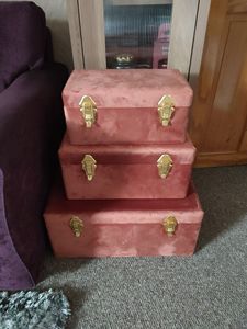 Luxury Velvet Storage Trunk Set Rectangular Fabric Organizer <b>Boxes</b> with Metal Latches for <b>Clothes</b> Toys Bedding Home Bedroom - Product Image 5
