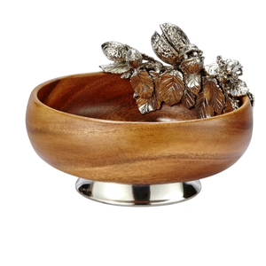 Bol en bois avec conception unique de feuille de ginkgo poli décoratif pour les mariages Accents en métal Pièce maîtresse parfaite pour toute table - Product Image 6