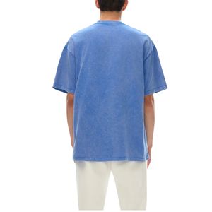 Camiseta de gran tamaño de punto de algodón 100% para hombre, camiseta lavada con ácido Vintage de peso pesado 180 GSM, ropa de calle con impresión de transferencia de calor personalizada - Product Image 3