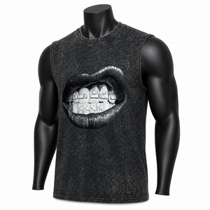Camiseta sin mangas con estampado vintage personalizado para hombre, estilo oversize, de algodón, streetwear, camiseta muscular, con lavado ácido, chaleco de moda para gimnasio - Product Image 3