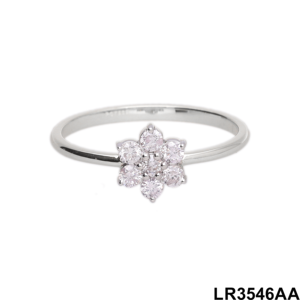 Elegant Women's 14K Gold Rhodium Plated Natural Diamond Classic Floral <b>Ring</b> Clustered Brilliant Cut Diamonds for Anniversary - Product Image 5