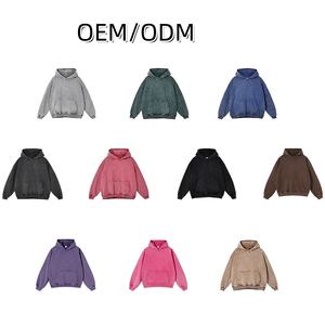 קפוצ'ונים לגברים בסגנון וינטג' שטוף, עם אפשרות להדפסת לוגו בהתאמה אישית, בגזרה רחבה, בסגנון דהוי, כבדים, <span class=keywords><strong>100</strong></span>% כותנה, מבד טרי צרפתי. - Product Image 2