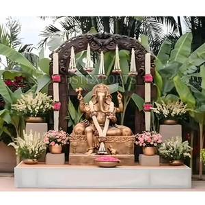 Decoración divina de Ganpati para entradas de gran boda, último diseño, estatua de Ganesha de fibra duradera, decoraciones de Ceremonia del sur de la India, Reino Unido - Product Image 3