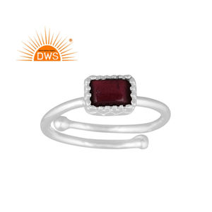 Best Handcrafted Fine Sterling <b>Silver</b> Natural <b>Garnet</b> Gemstone Stackable <b>Ring</b> Custom Jewelry Manufacturer - Product Image 1