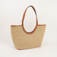 Sac à main en paille personnalisé avec logo brodé SALTY et garniture en cuir, idéal pour les vacances d'été, cadeau, sac de plage en paille