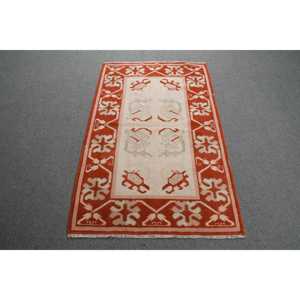 Vintage Small Rug 2.7x4.4 ft (83x135 cm), Turkish <b>Red</b> Patchwork <b>Wool</b> Rug - Product Image 1