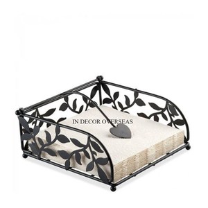 Motif à la mode arrivée couleur noire feuilles enduites de poudre concepteur porte-serviettes en métal de qualité supérieure approvisionnement à prix compétitif - Product Image 1