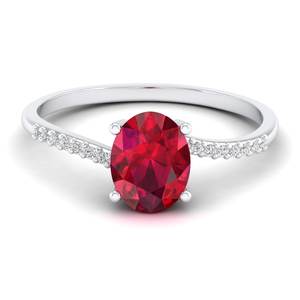 Anillo de Compromiso REYES de Diseño de Lujo, Plata de Ley 925, Corte Ovalado, Gema de Rubí de 1.25 Quilates con Moissanita, Joyería para Mujer - Product Image 5