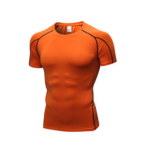 2024 New Arrival Plus Size Breathable Workout Shirts Knitted <b>Compression</b> Half Sleeve with Plain Print in Polyester Fabric - Product Image 1