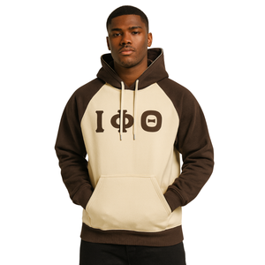 Iota Phi Theta corpo neutro marrone maniche Raglan felpa con cappuccio in misto cotone greco confraternita abbigliamento personalizzato Divine Nine HBCU - Product Image 1