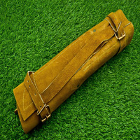 Set pisau koki dapur bilah baja karbon, alat BBQ buatan tangan, tas rol kulit Guling baja karbon, pisau tren
