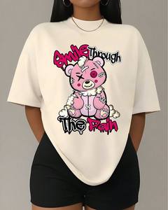 Ropa de calle personalizada de alta calidad con hombros caídos camiseta blanca personalizada impresa 100% algodón mujeres camisetas lisas con diseño - Product Image 1