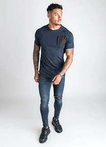 Vente en gros de t-shirts unis à col rond et manches courtes pour hommes, personnalisables, respirants, à séchage rapide, pour l'été, le sport, l'entraînement, la gym et le fitness, coupe ajustée - Product Image 6