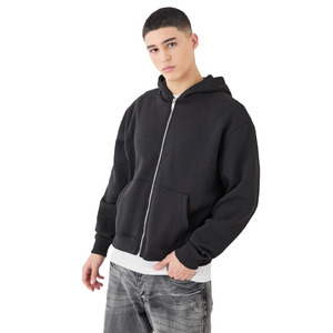 Sudadera informal sólida de manga larga con cremallera completa para hombre, Sudadera con capucha de algodón 100% con ropa de calle, atuendo de moda para invierno y otoño - Product Image 1