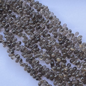 4mm 6mm 8mm Natural marrón ahumado cuarzo piedra facetada Briolette lágrima gotas cuentas hebras del fabricante en línea India Alibaba - Product Image 2