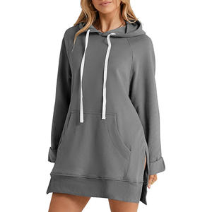2026 Women's Eco-Friendly 100% Cotton Hoodie Dress Loose Long Sleeve Thick Embroidery Hoodie Dress <b>Sweet</b> Casual Fall Winter - Product Image 6