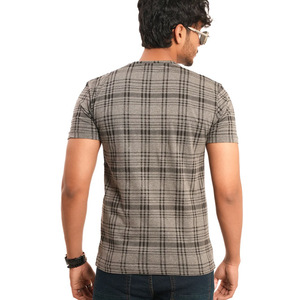 T-shirts à carreaux pour hommes imprimés sur mesure respirant 100% coton graphique de haute qualité motif de lettres en tissu usé lourd - Product Image 2