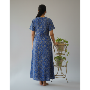 Vestido de Dormir 100% Algodón con Estampado Jaal Hecho a Mano, Camisón Suave Tejido con Diseño Floral y Botones, ODM 3XL para Damas de Honor - Product Image 3