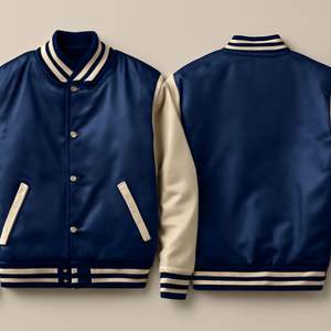 OEM Fabricación Logotipo personalizado en blanco Liso Formal Stand Varsity Jacket Manga de cuero Cadena Chenille Bordado Vintage Letterman - Product Image 2