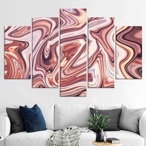 Impression sur toile Marbre Rose : Art mural abstrait moderne, lot de 5 toiles assorties - Product Image 1